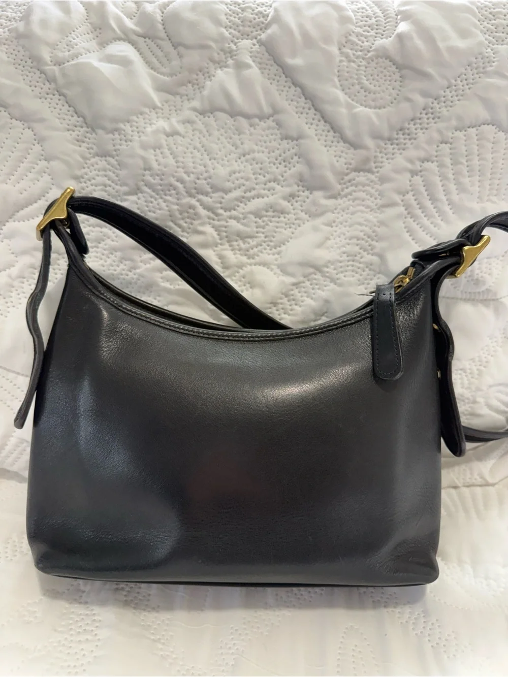 Coach Black Leather Shoulder Bag with Gold Hardware